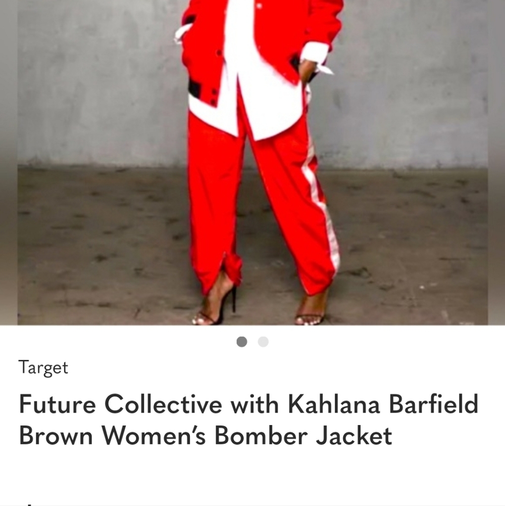 Future Collective with Kahlana Barfield Brown Women's Bomber Jacket Sz Xl - Picture 2 of 6